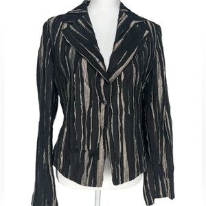 DANIELA VECCHI / Black & Gold Frayed Texture Blazer / Size 42